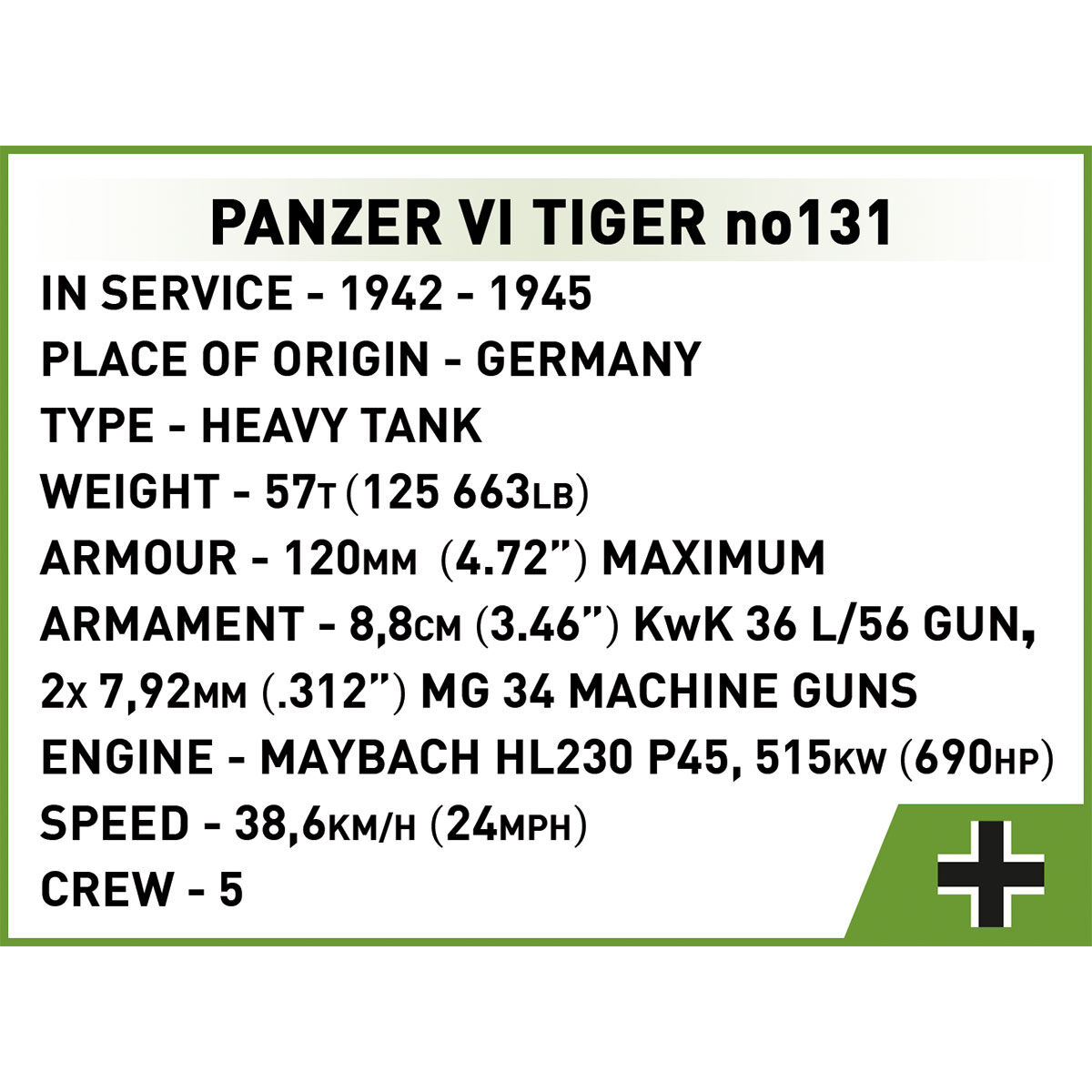 COBI 2588 - PANZER VI TIGER NO 131 SCALE 1:28 - Bild 13