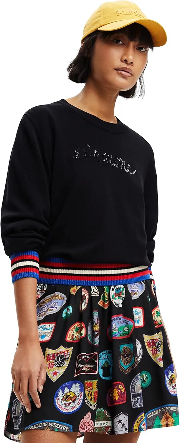 Desigual Damen Pullover - Strickpullover mit Glitzerdetails 22WWJF152000 GR. XXL