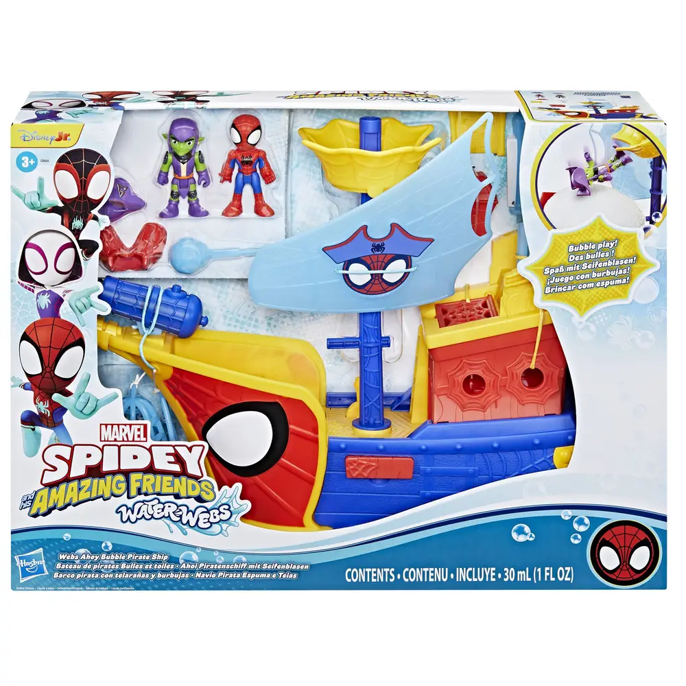 MARVEL Spidey Webs Ahoi Piratenschiff mit Seifenblasen