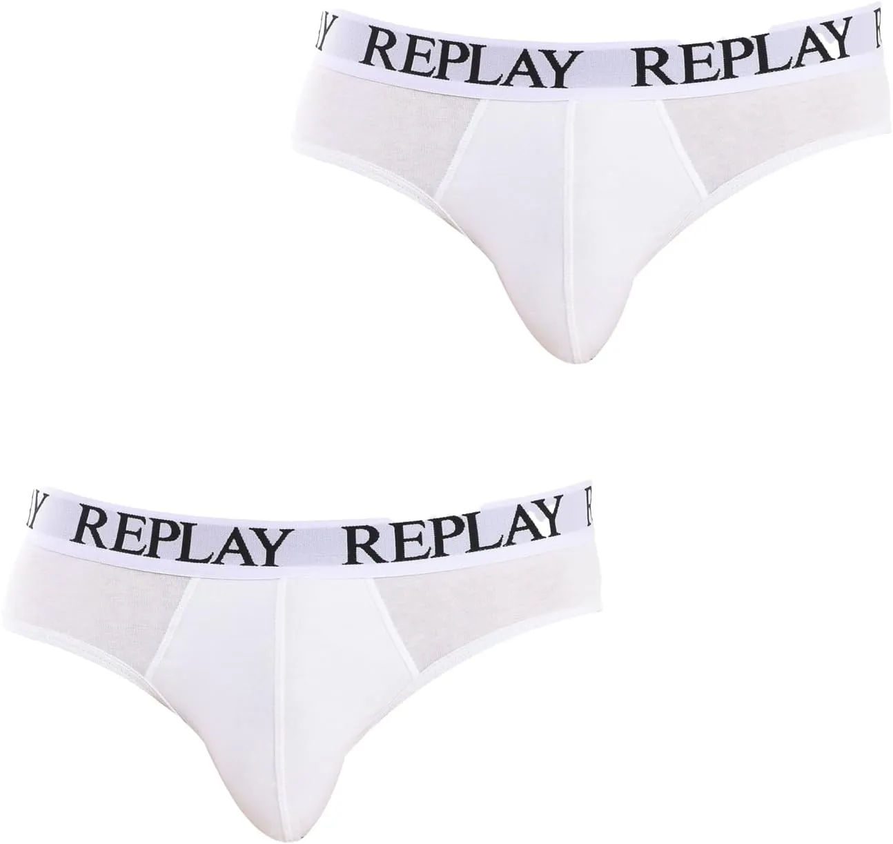 REPLAY Herren Slips I101182WH – Weiß, 2er Pack Cotton-Stretch GR. L