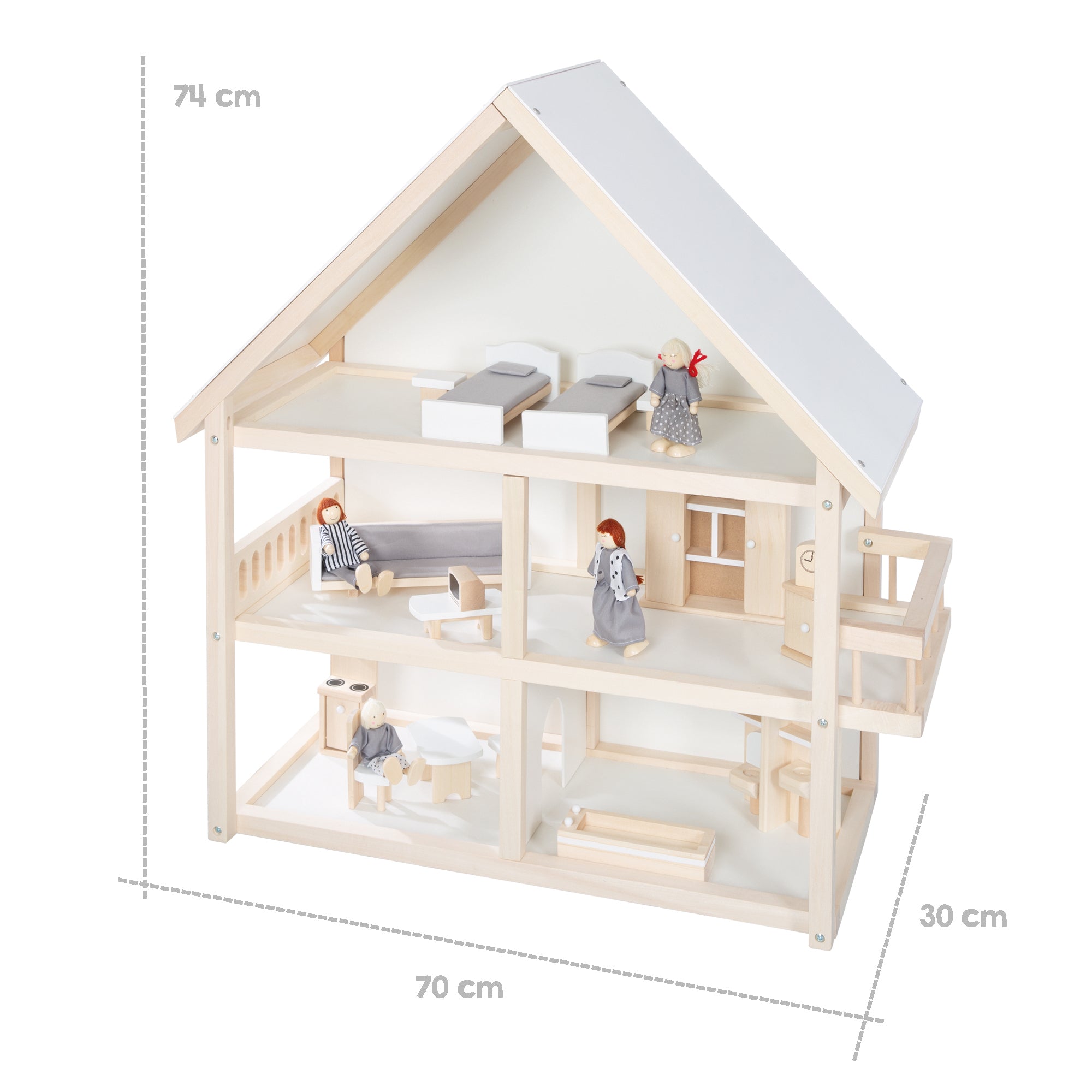Roba 9457BC Puppenhaus Weiß und Natur – Puppenmöbel & Häuser - Produktbild 3