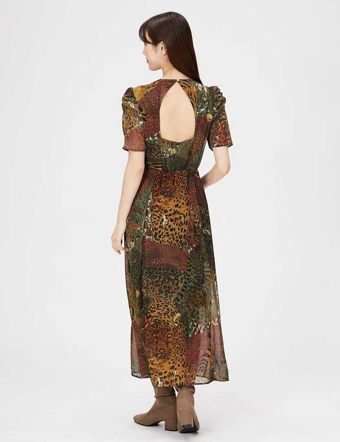 Desigual Damen Kleid „Wild Pattern Midi Dress“ - Braun/Grün 21WWVW664092 GR. L