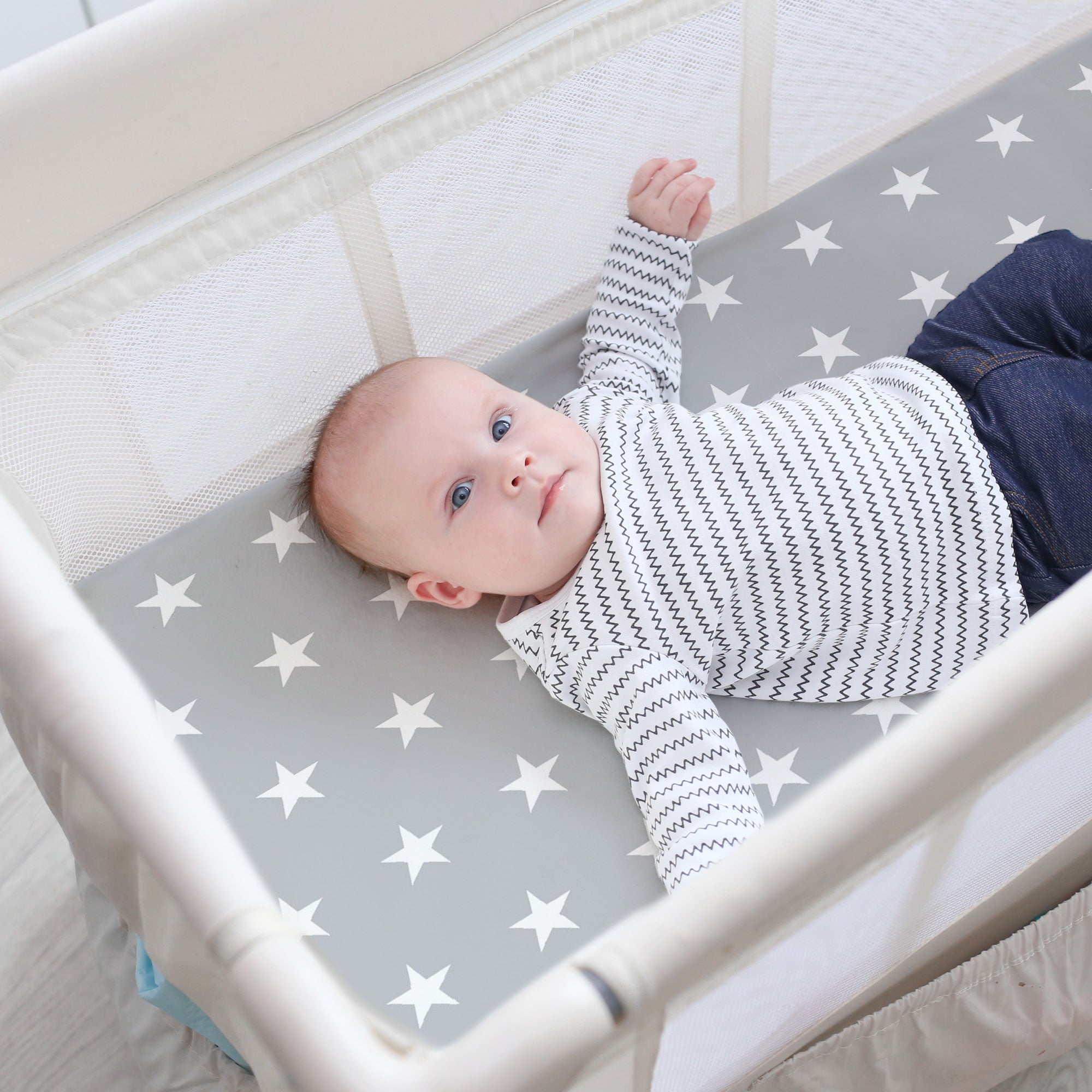 Roba 210069V190 Reisebettmatratze 60x120 Little Stars grau – Reisematratzen - Produktbild 2