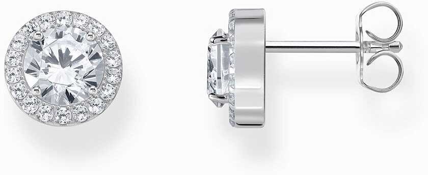 Thomas, Sabo, Ohrstecker, Halo, Mit, Weißem, Stein, Silber, H2304-051-14, Zubehor, Diamant, Schmuck, Ohrring, Silber