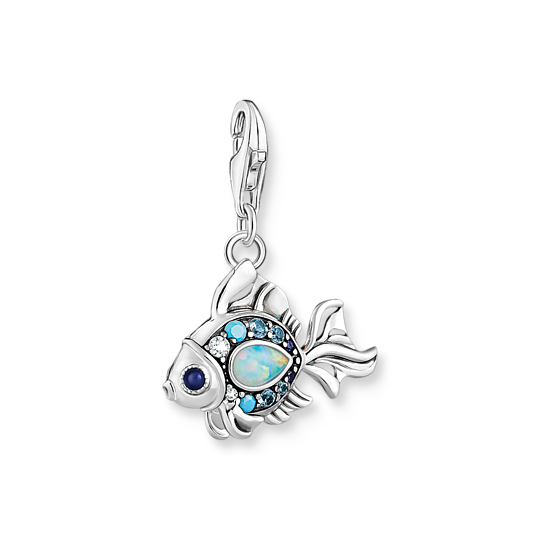 Thomas Sabo Anhänger Charm-Club Fisch Mit Blauen Steinen Silber Thomas, Sabo, Anhänger, Charm-Club, Fisch, Mit, Blauen, Steinen, Silber, Zubehor, Edelstein, Schmuck