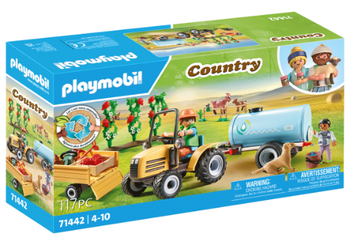 PLAYMOBIL, 71442, Traktor, mit, Anhänger, und, Wassertank, Maschine, Rad, Person