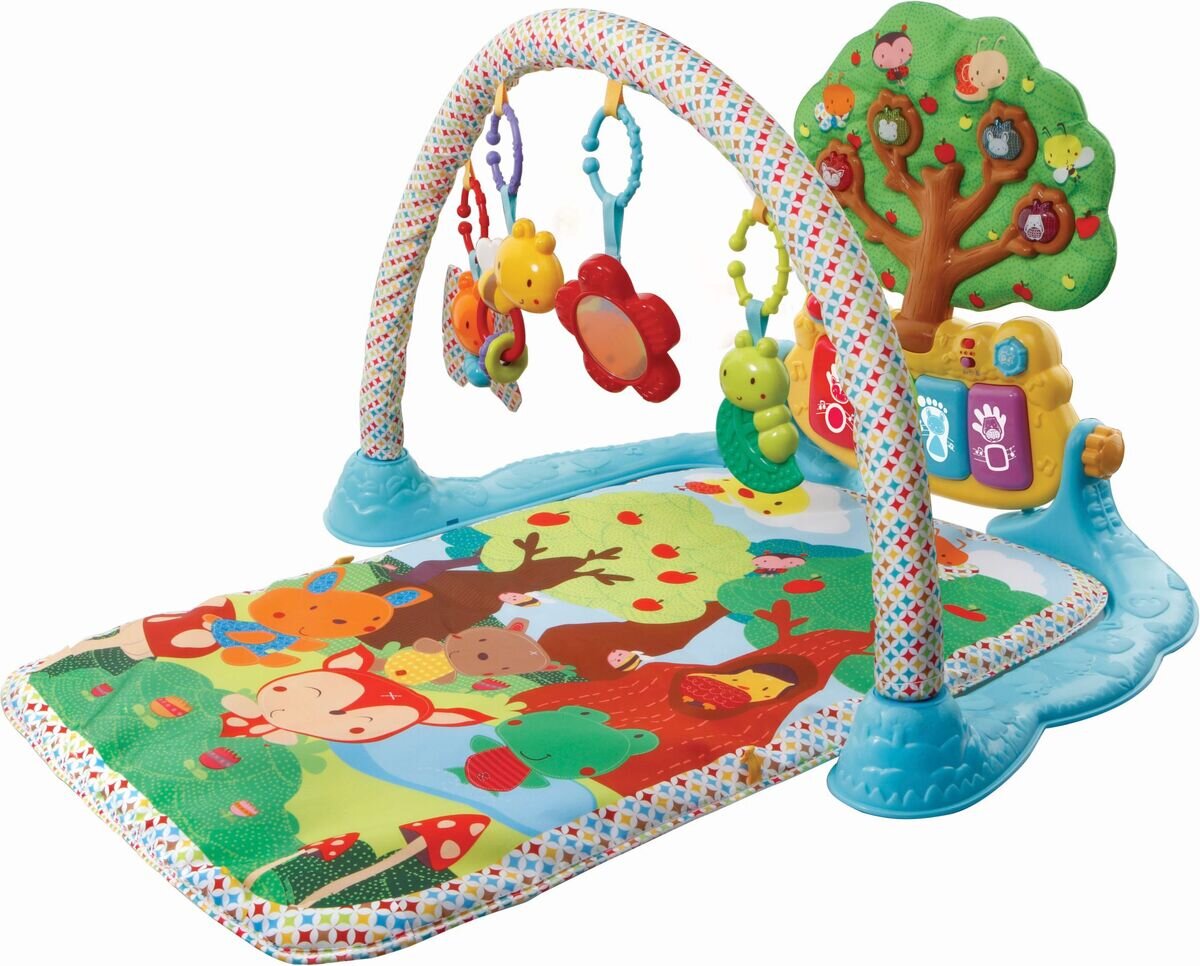 VTech Musik-Spieldecke mit Spielbogen, abnehmbaren Tieren, Klaviertasten, 6 gesungenen Liedern, 20 Melodien, kindersicherem Batteriefach und Abschaltautomatik, ab 0 Monaten,
