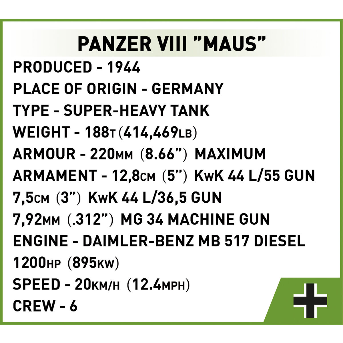 COBI 3138 - PANZER VIII MAUS Maßstabb 1:35) - Bild 12