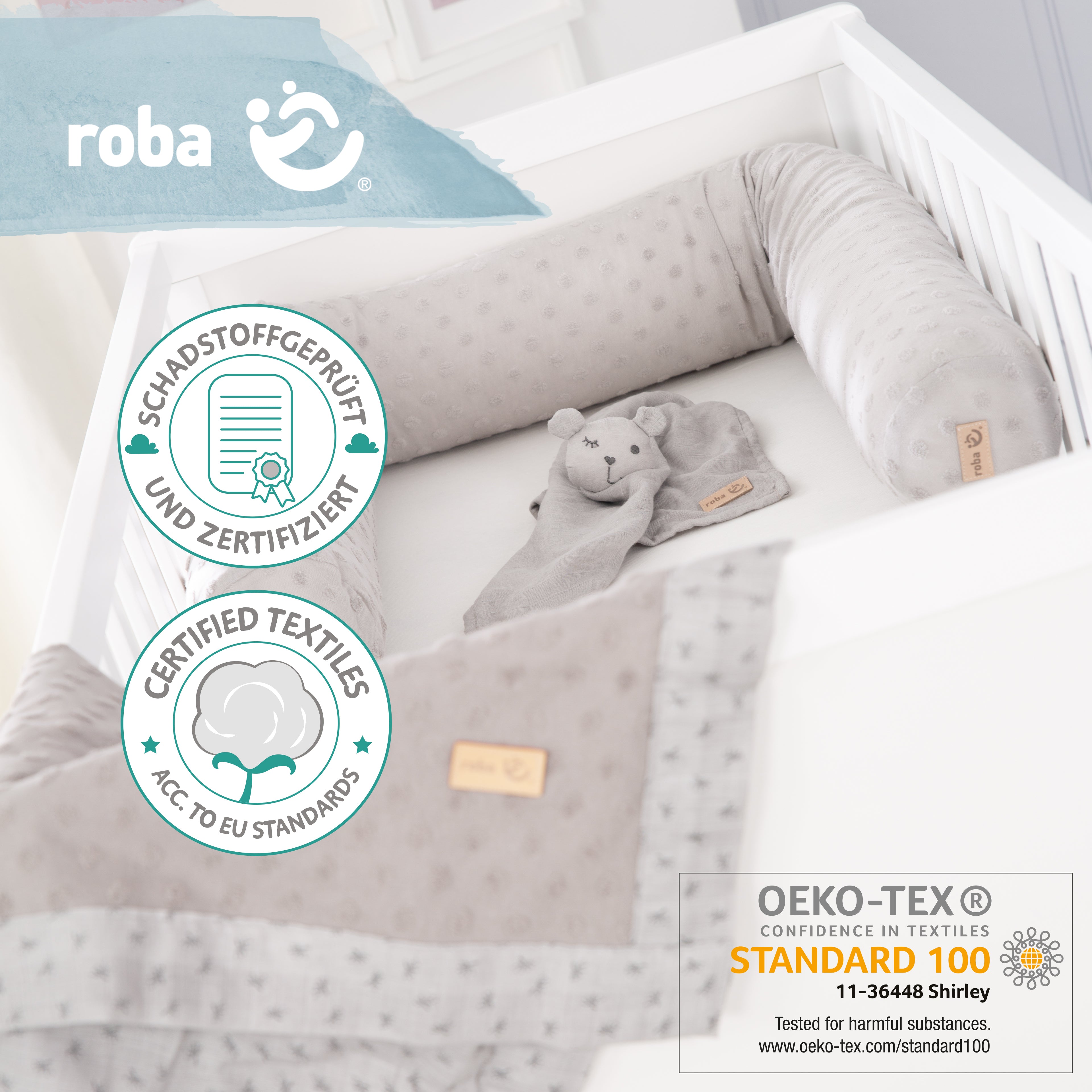 Roba 227S03T3 Geschenkset Baby Kuscheln & Spielen grau hellgrau – Heim Textilien - Produktbild 3