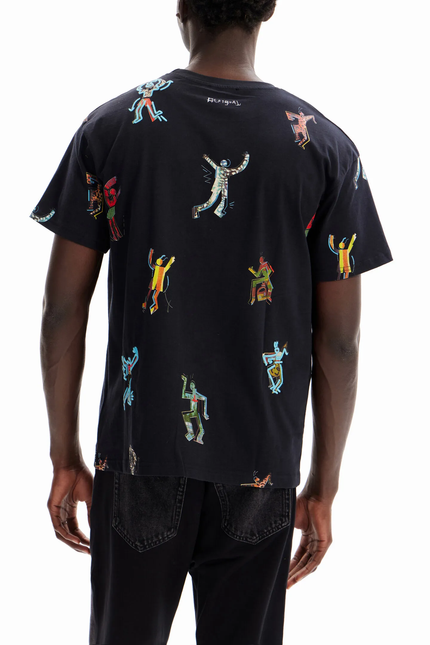 Desigual Herren T-Shirt - Schwarz, Bunt bedruckt 22WMTK202017 GR. M