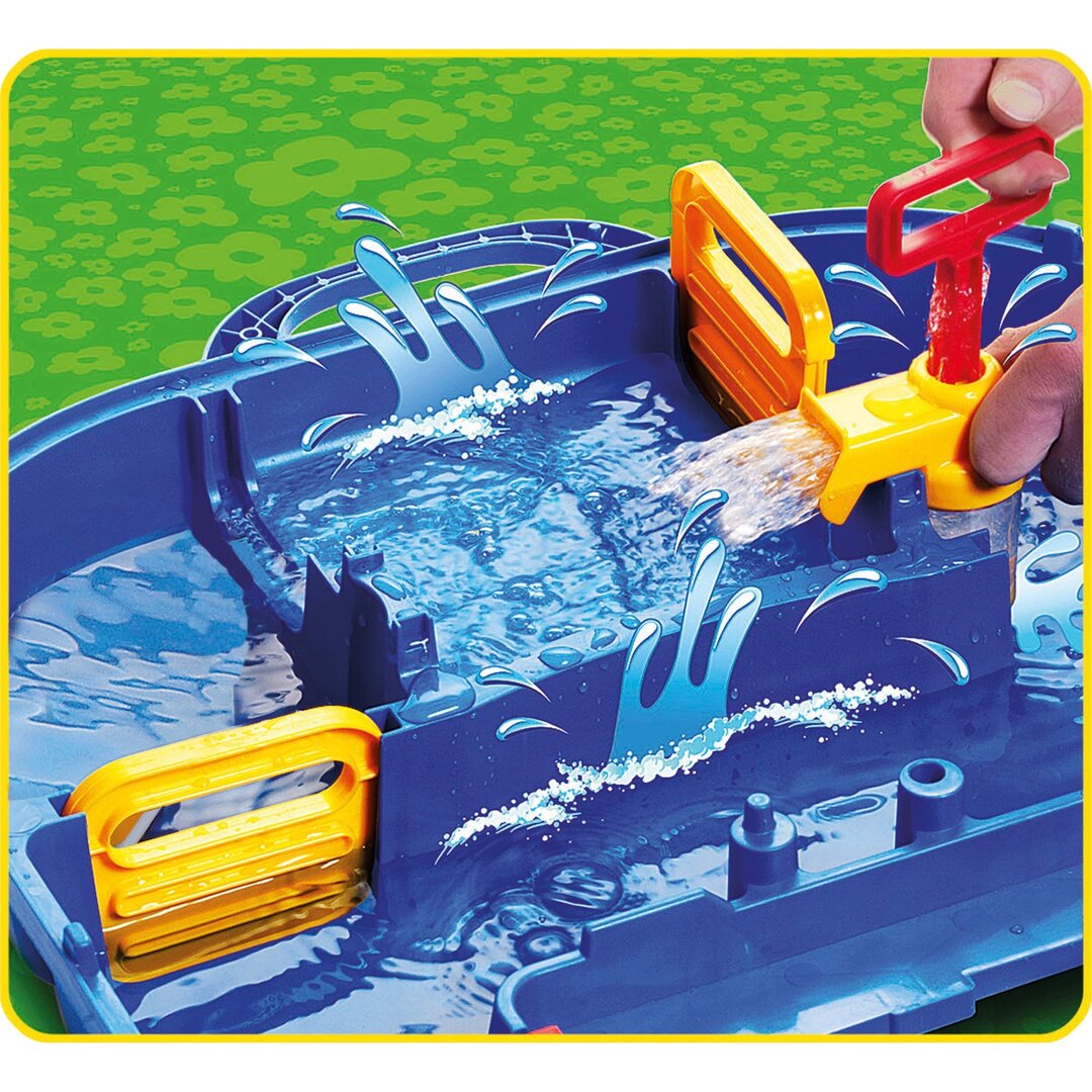 AquaPlay 8700001520 Superset - Wasserbahn mit vielen Spielfunktionen bestehend aus 41 Teilen, Spieleset inklusive 1 Hippo Wilma, Amphibienauto und Transportboot mit 2 Containern