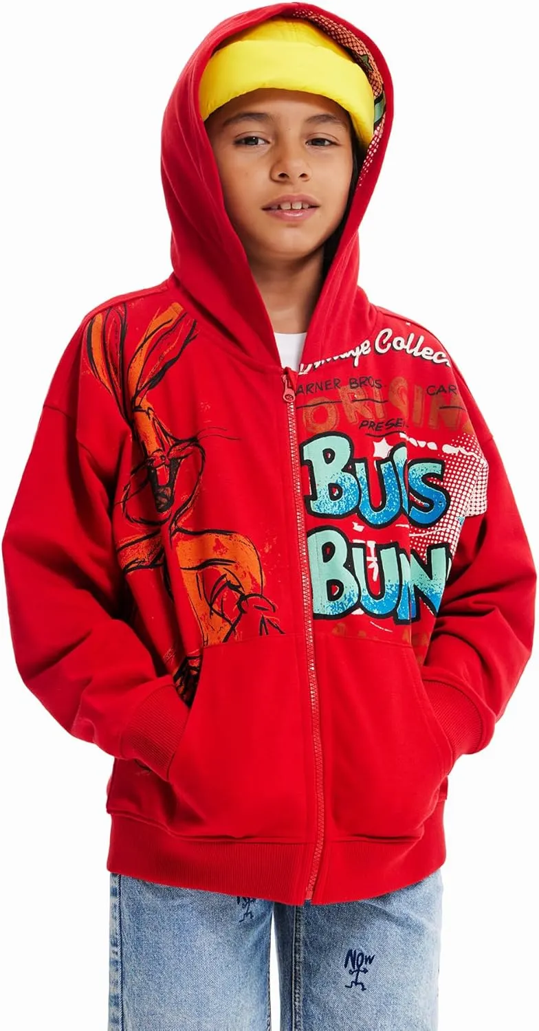 Desigual Jungen Kapuzenpullover - Roter Hoodie mit Bugs Bunny Print 23SBSK053000 GR. XL