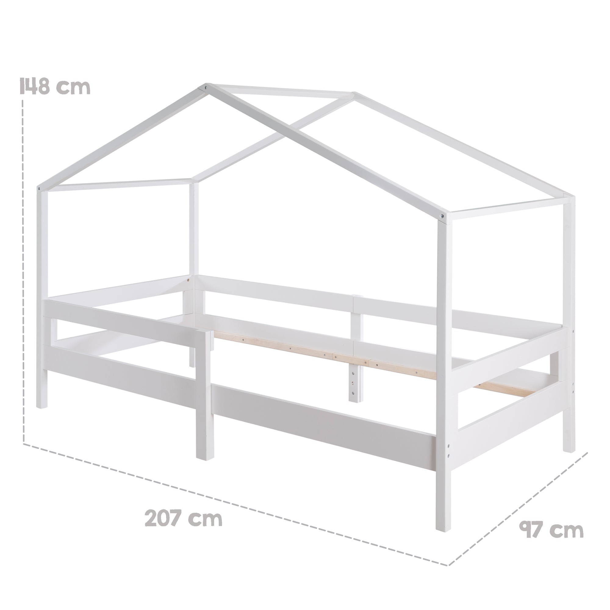 Roba 207013WE Set Hausbett mit Lattenrost weiß – Hausbetten - Produktbild 4