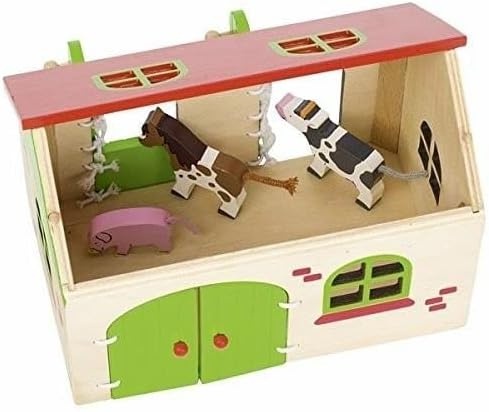 GOKI 58497 Mein Bauernhof – Spielset mit Figuren aus Holz