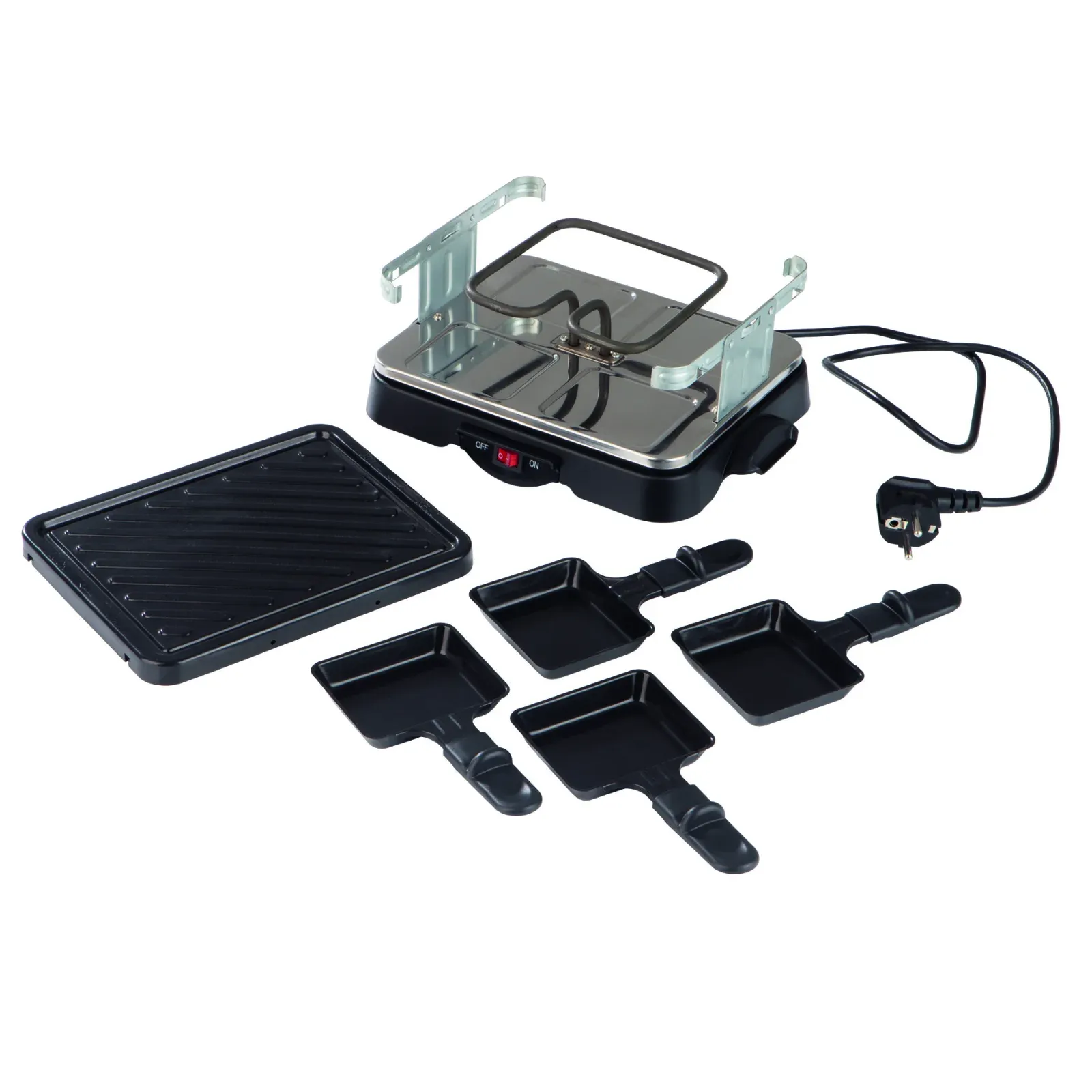 CUISINE EDITION Raclette-Grill für 4 Personen – Tischgrill mit Antihaftbeschichtung in Schwarz