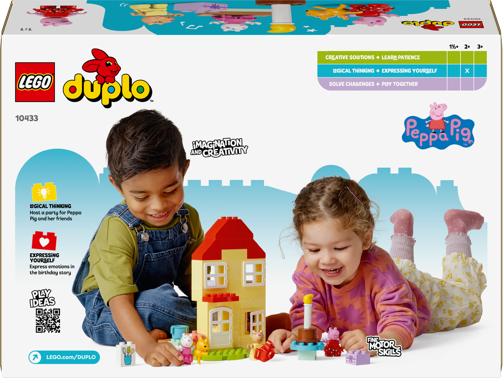 LEGO 10433 DUPLO Peppas Geburtstagshaus: Teddybär Spielzeug für Kinder Junge, Kind, Männlich, Person, Mädchen