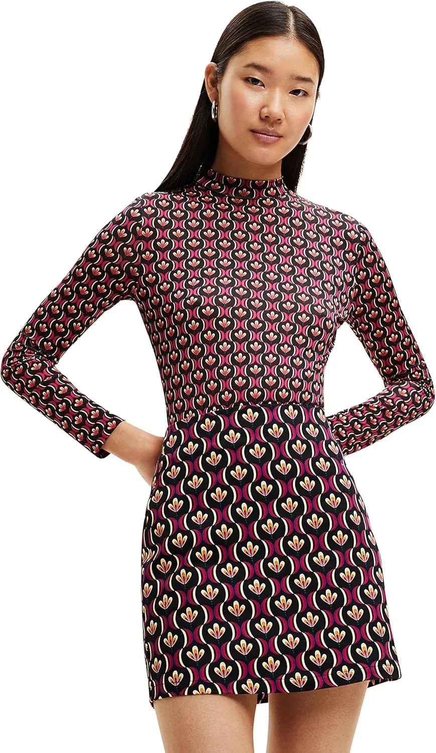 Desigual Damen Body - Mehrfarbiger Body mit Retro-Muster 22WWQK213028 GR. M