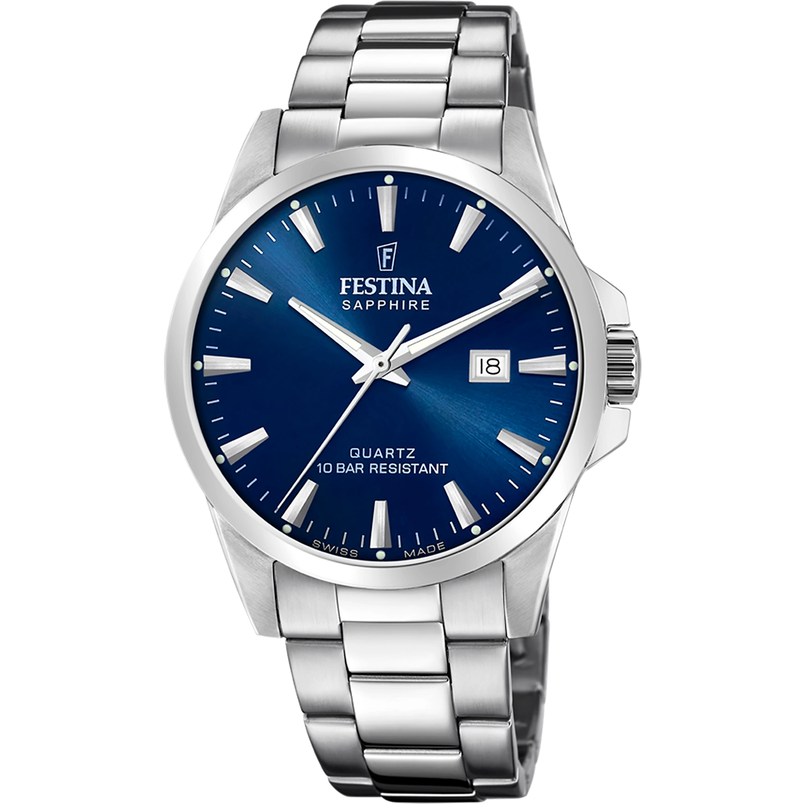 FESTINA Herren Armbanduhr F200243 – Swiss Made Eleganz aus Edelstahl