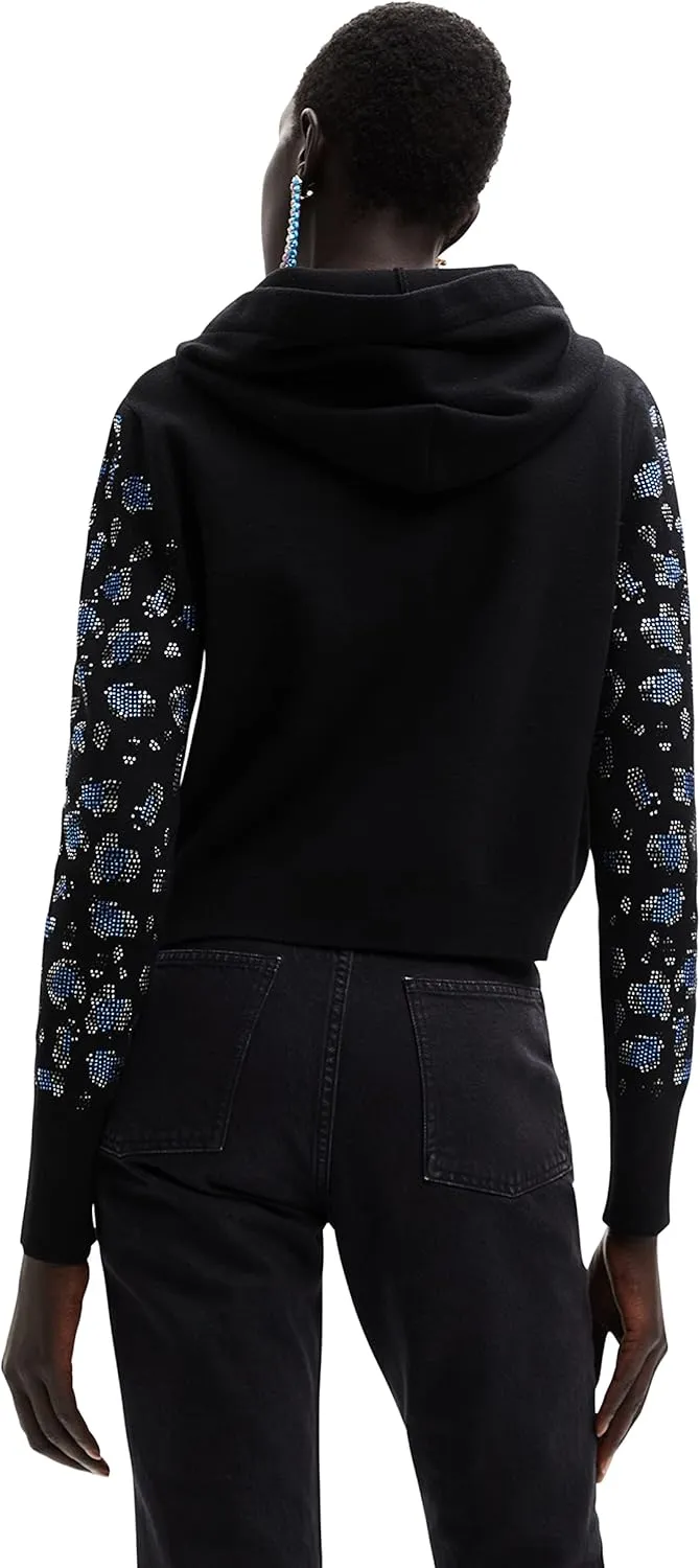 Desigual Damen Pullover - Kapuzenpullover mit Strass-Details 22WWJF402000 GR. S