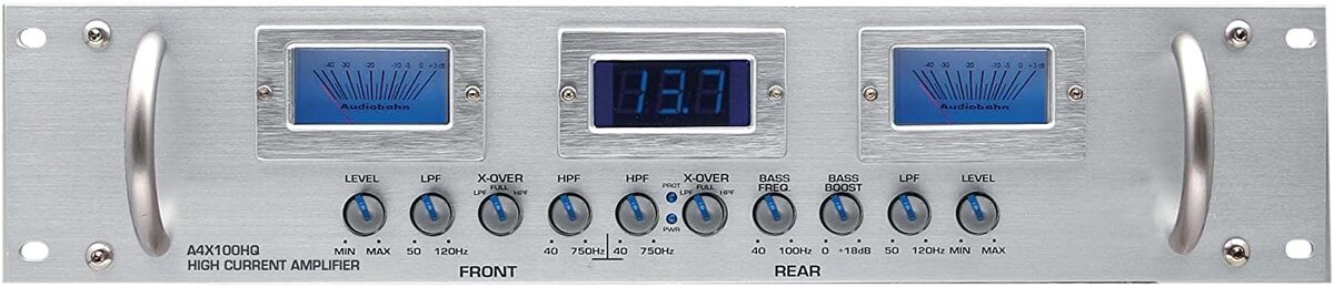 AudioBahn_A4X100HQ_4_x_50W_RMS_at_4_Ohm_Rack_Mount_High_Current_Competition_Amplifier_with_Digital_Volt_Meter_and_Dual_Fans