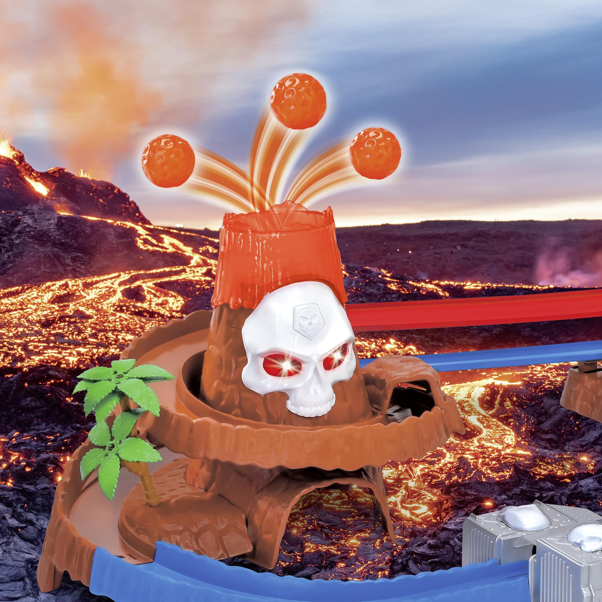 Dickie Skull Vulcano Track Set – Abenteuer-Rennbahn mit Licht. Sound & Dino-Zubehör 203336000