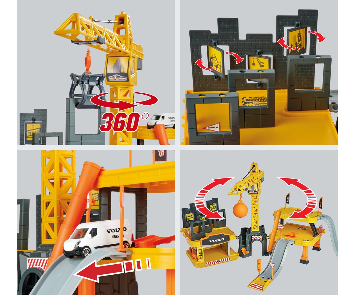 Majorette Creatix Construction Spielset + 5 Volvo Baufahrzeuge (212050032) Baugewerbe, Spielzeug, Baukran
