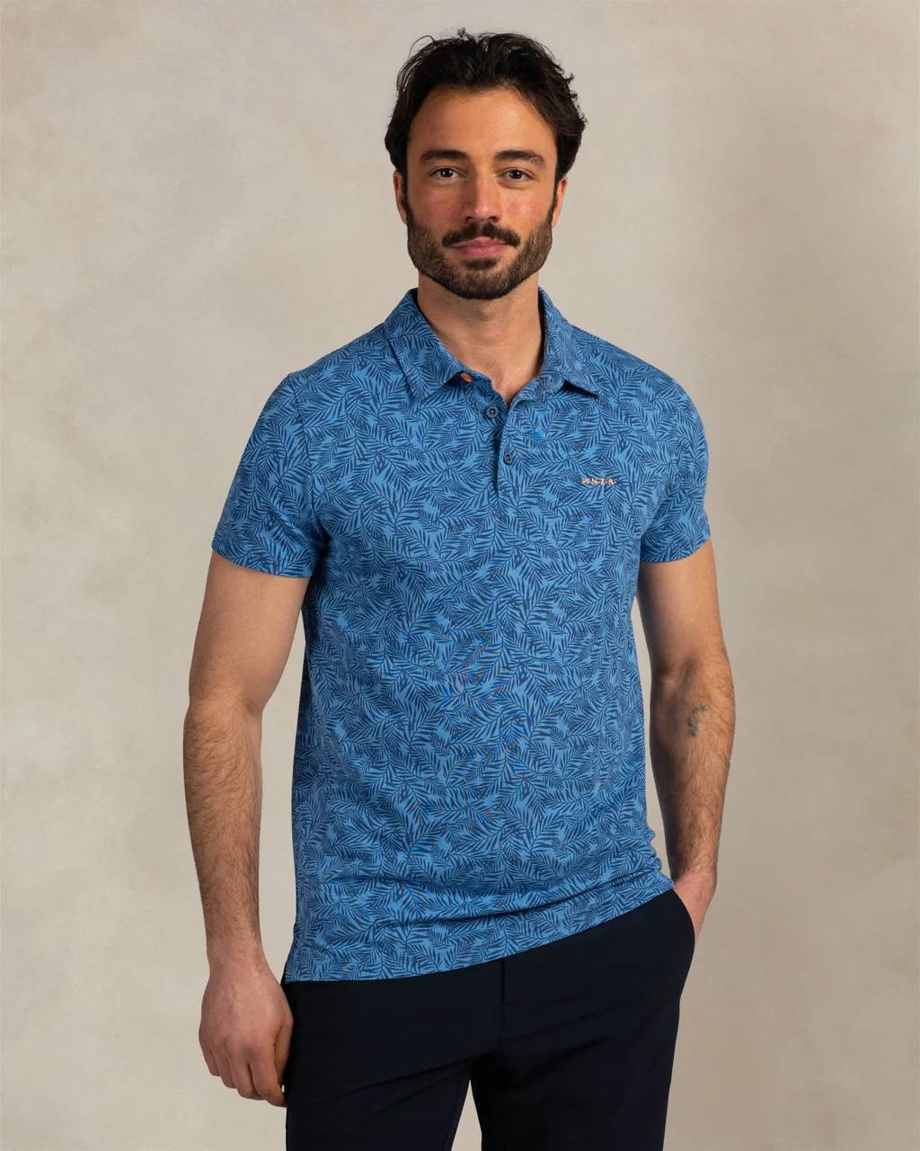 NZA 26CN111NS/L Poloshirt - Blau / Palmen - L