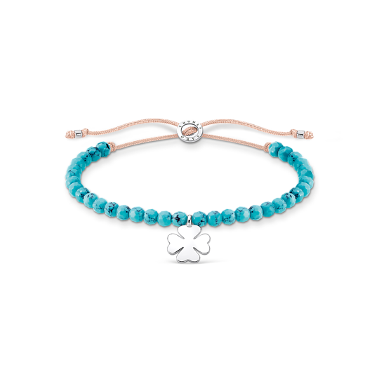 Thomas, Sabo, Armband, Charm-Club, Türkise, Perlen, Mit, Kleeblatt, Länge, 20, Cm, A1983-905-17, Zubehor, Armreif, Schmuck