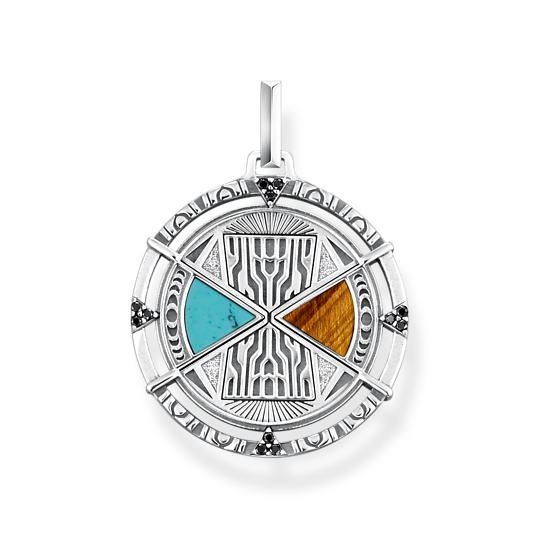 Thomas, Sabo, Anhänger, Talisman, Mit, Tigerauge, Und, Türkis, Silber, Herren, Zubehor, Anhänger, Schmuck, Medaillon