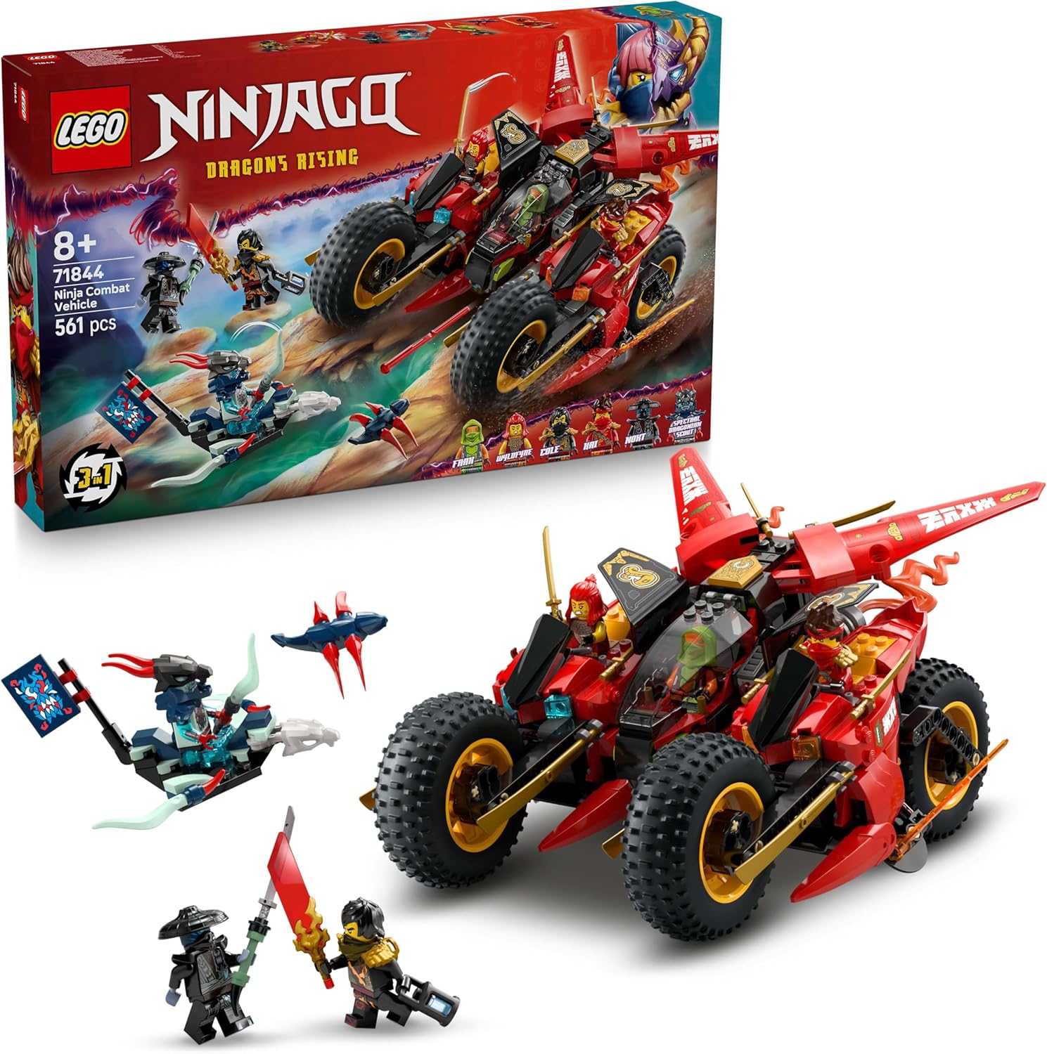 LEGO® NINJAGO® 71844 Ninja Actionflitzer – Verpackung, Zubehör und Details sichtbar