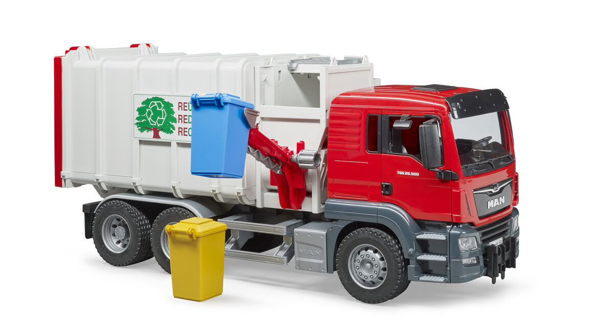 Bruder, 03761, Man, Tgs, Seitenlader, Müll-Lkw, Transport, Lastwagen, Fahrzeug, Maschine, Rad