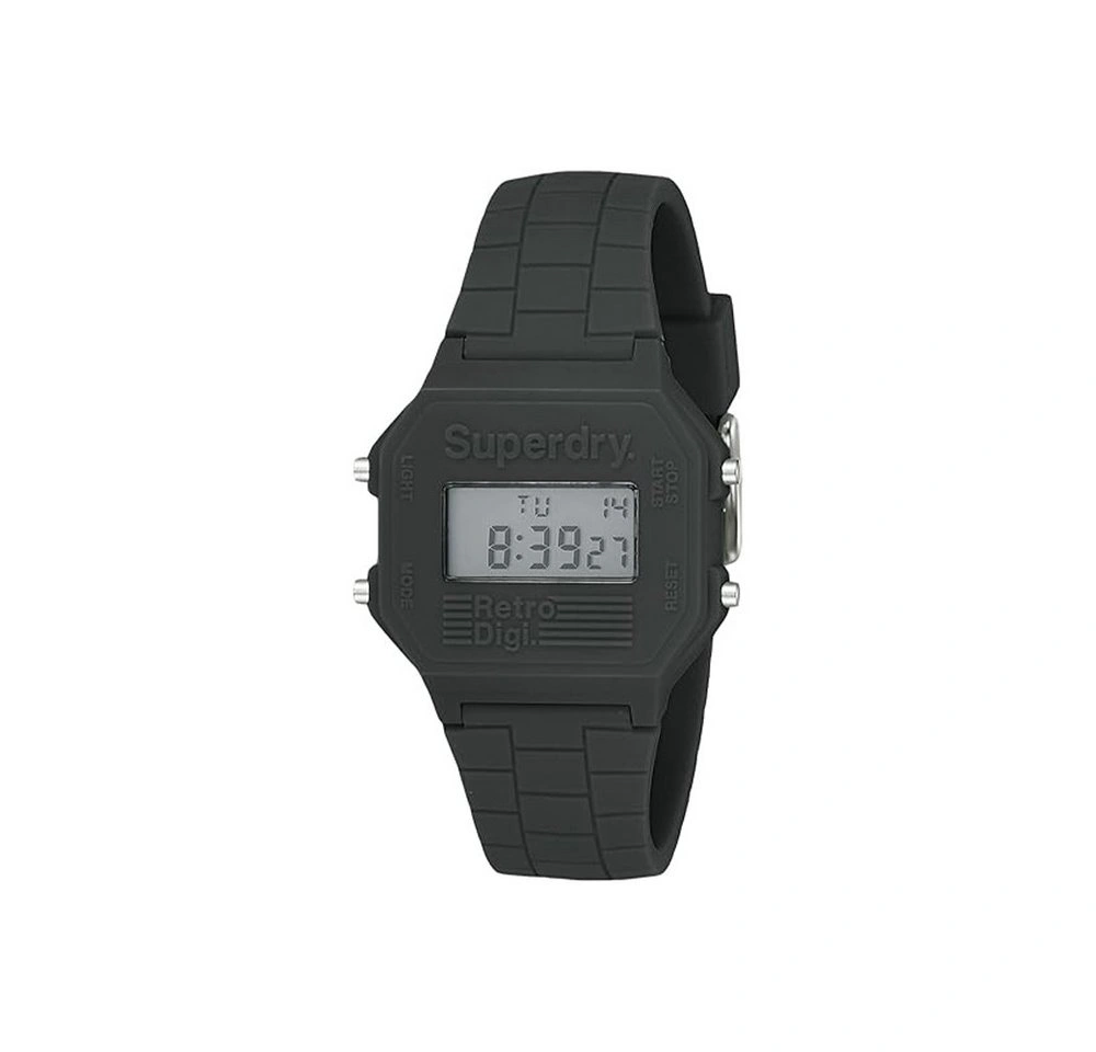 Superdry „Retro Digi“ SYG201E - Digitale Quarzuhr, 40 mm, Silikonarmband