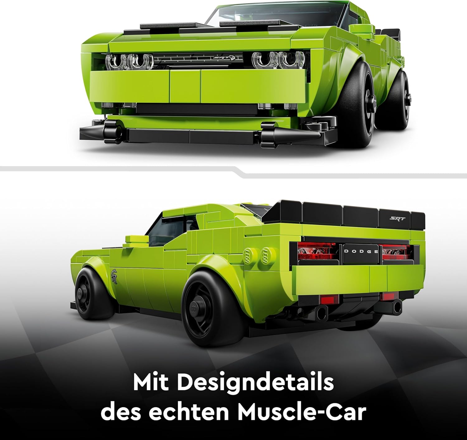 LEGO Speed Champions 77237 Dodge Challenger SRT Hellcat gelbes Muscle-Car mit Rennfahrer-Minifigur