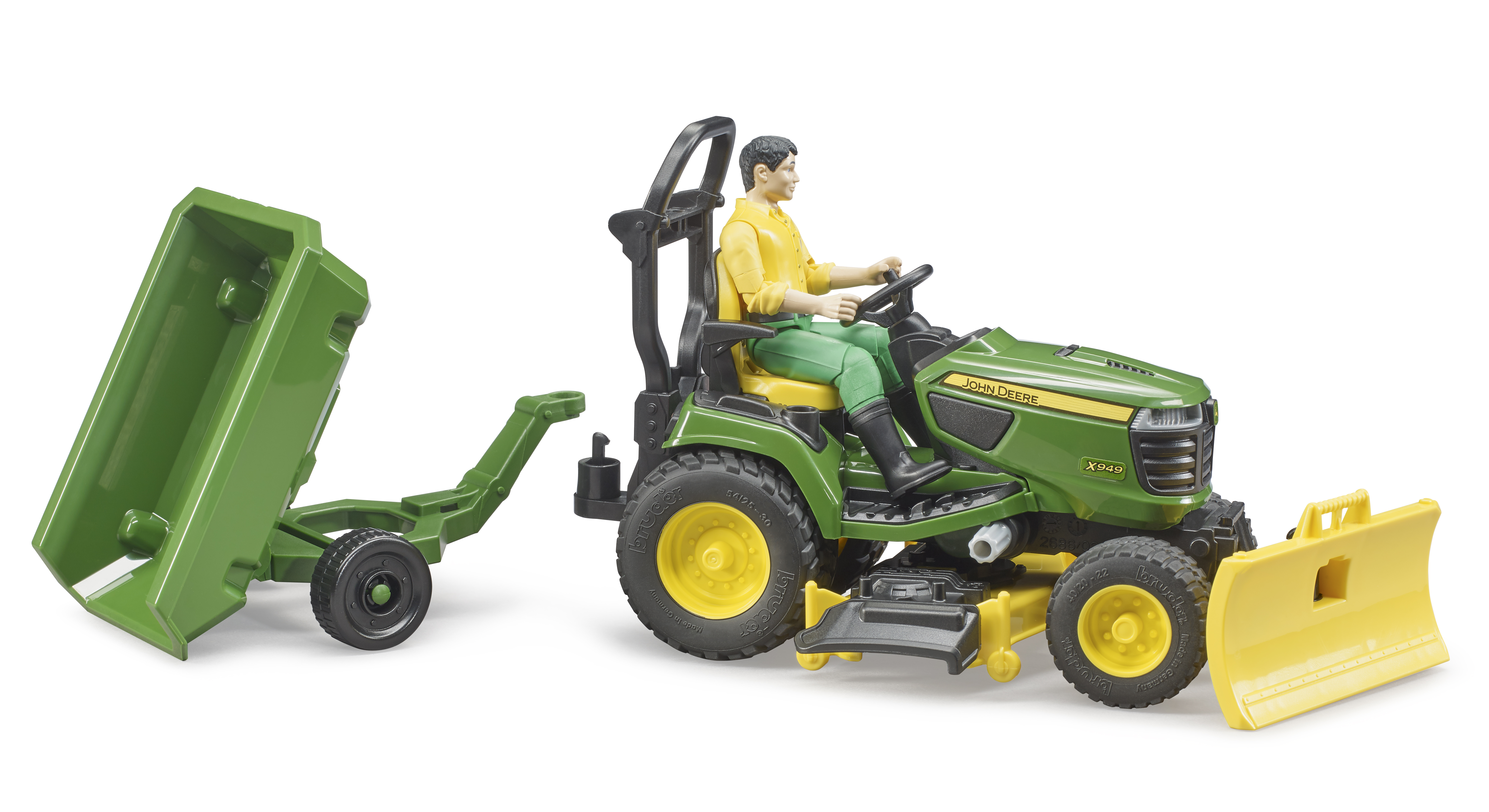 BRUDER 62104 - Bworld John Deere Rasentraktor mit Anhänger und Gärtner - Bild 2