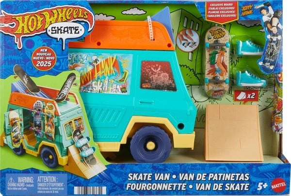 Hot Wheels Skate Tony Hawk Skatervan-Spielset mit exklusivem Fingerboard und abnehmbaren Skateschuhen Hot Wheels Skate Tony Hawk Skatervan-Spielset mit exklusivem Fingerboard und abnehmbaren Skateschuhen