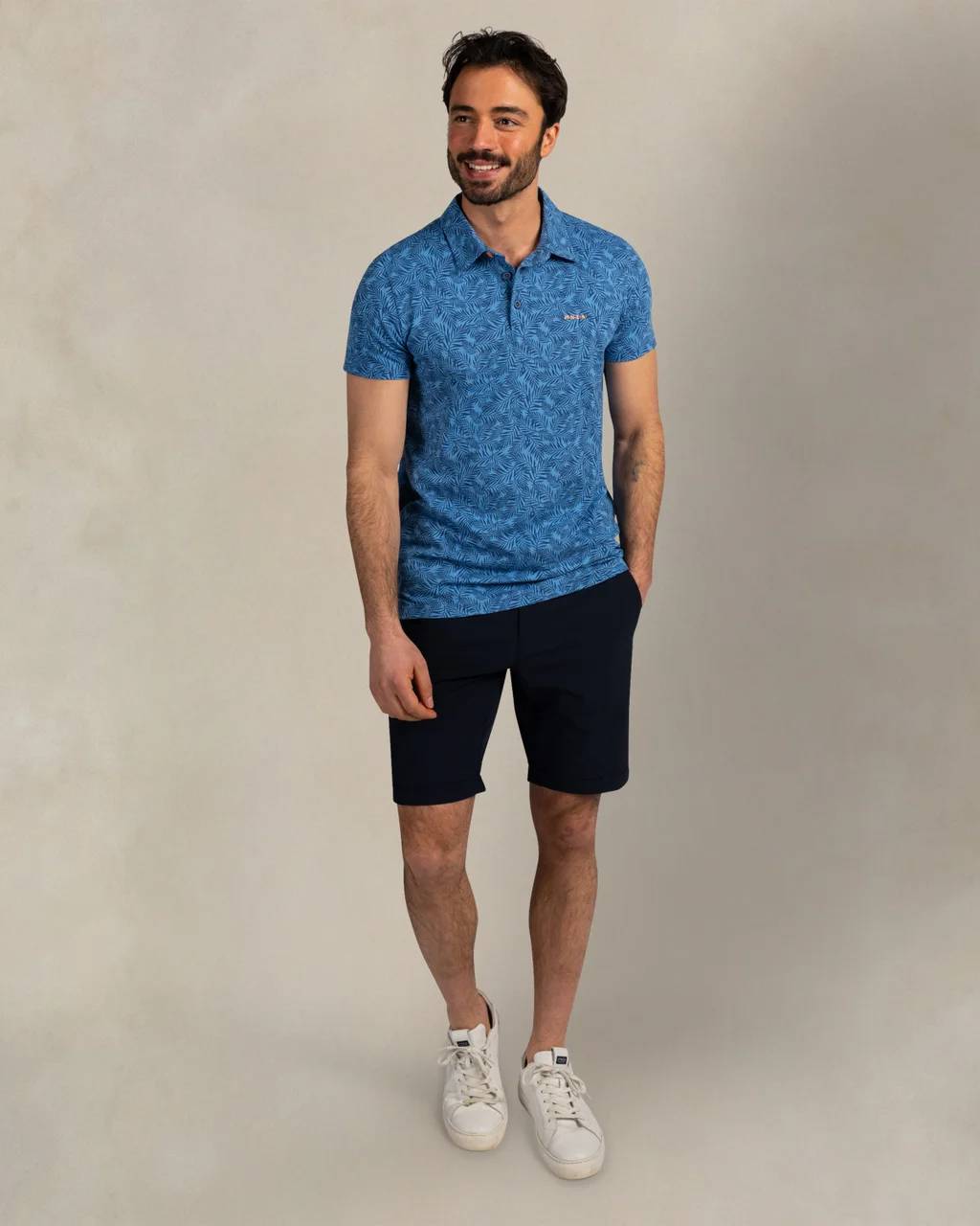 NZA 26CN111NS/L Poloshirt - Blau / Palmen - L