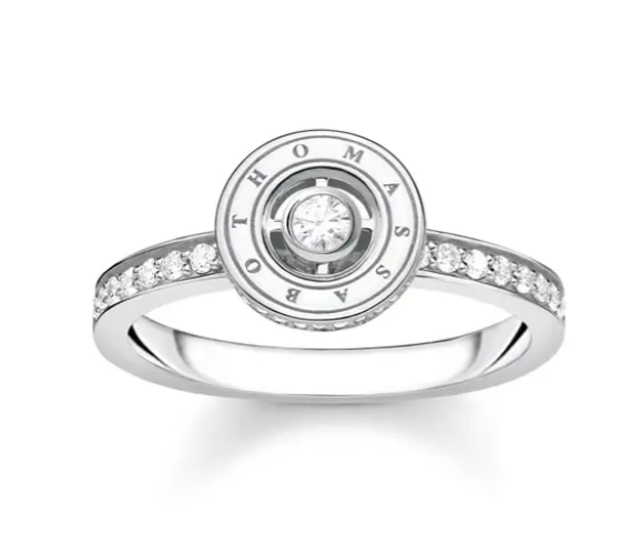 Thomas, Sabo, Ring, Kreis, Mit, Weißen, Steinen, Silber, Gr., 56, Tr2255-051-14, Zubehor, Schmuck, Ring, Silber, Platin