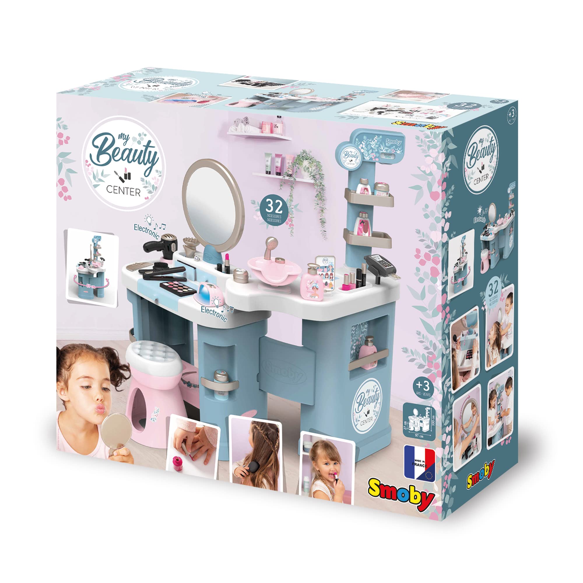Smoby My Beauty Center Beauty-Salon mit 32 Teile, ab 3 Jahren Smoby My Beauty Center Spielset: Friseur-, Make-up- und Verkaufsstation mit 32 Zubehörteilen Fen, UV-Lampe, Kosmetik, Kasse, ab 3 Jahren, Person, Tabelle, Kind, Weiblich, Mädchen