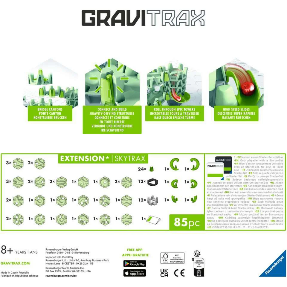 Ravensburger GraviTrax Extension Skytrax- GraviTrax Erweiterung für deine spektakulären Kugelbahnen - Murmelbahn und K