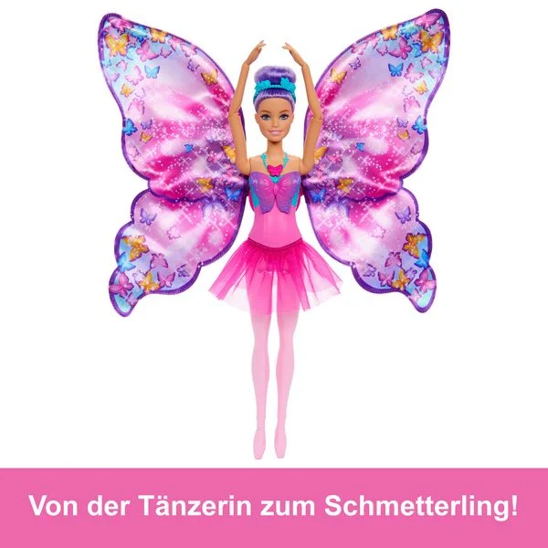 Barbie® Tanz & Flatter Puppe - 2-in-1 Verwandlung von Tänzerin zu Schmetterling, violettes Haar, HXJ10 Barbie® Tanz & Flatter Puppe - 2-in-1 Verwandlung von Tänzerin zu Schmetterling, violettes Haar, HXJ10