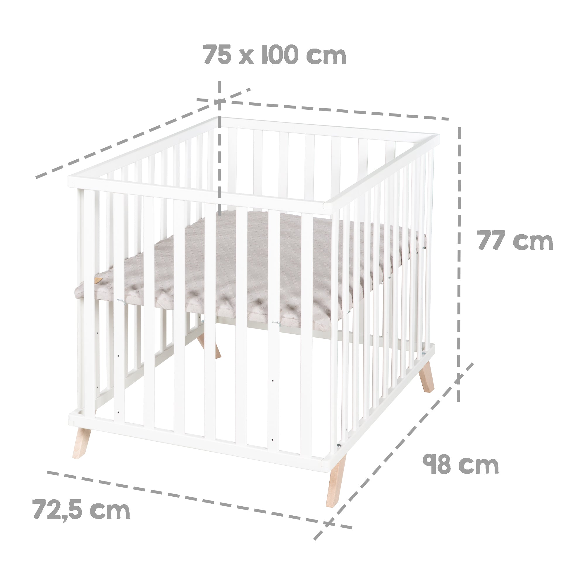 Roba 0242WEG227 Laufgitter 75x100 cm +Füße grau weiß - Produktbild 4