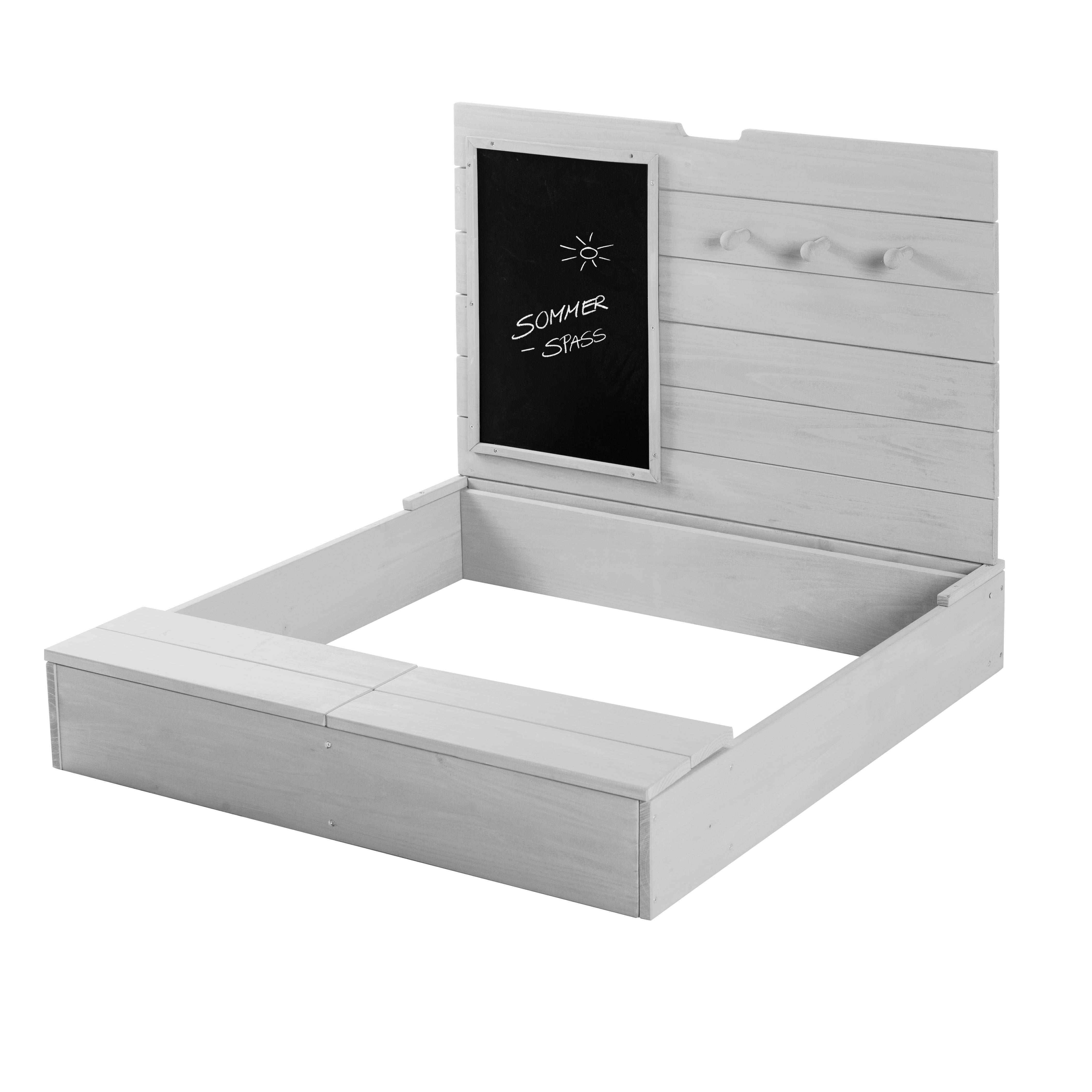 Roba 456011GA Sandkasten mit Deckel, Tafel & Haken grau – Outdoor + - grau - Outdoor + - Produktbild 1