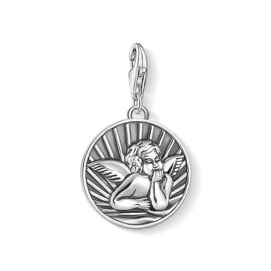 Thomas, Sabo, Anhänger, Charm-Club, Coin, Schutzengel, 925, Sterling, Silber, Geschwärzt, Silberfarben, 1706-637-21, Zubehor, Silber, Anhänger, Ohrring, Medaillon