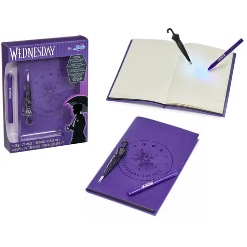 Wednesday, Addams, Tagebuch, (A5,, 144, Seiten)Notizbuch, inkl., magischem, Stift, mit, UV-Licht Wednesday Addams Tagebuch (A5, 144 Seiten)Notizbuch inkl. magischem Stift mit UV-Licht