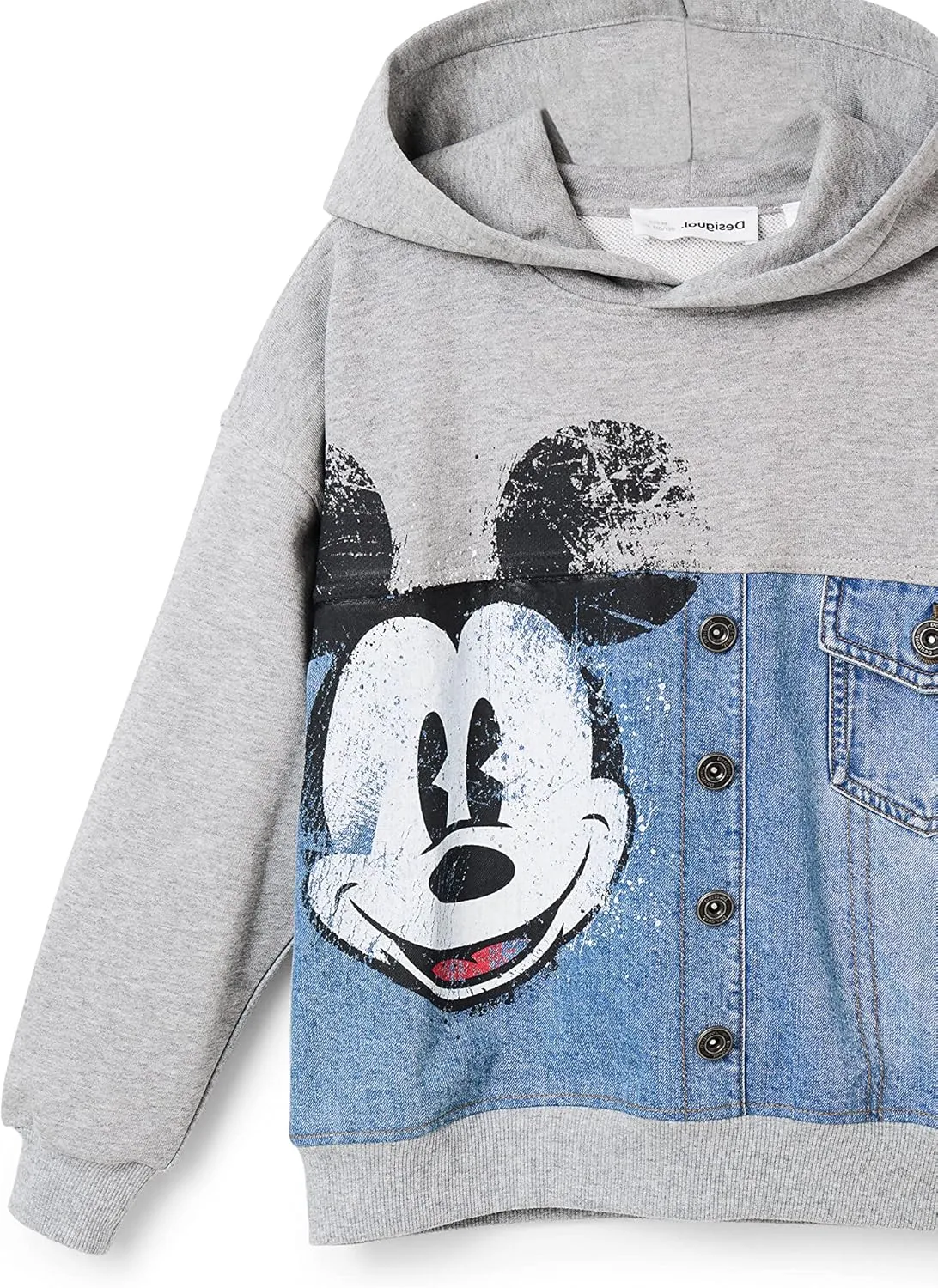Desigual Jungen Sweatshirt - Grau mit Mickey-Mouse-Denim-Print 22WBSK03 GR. M