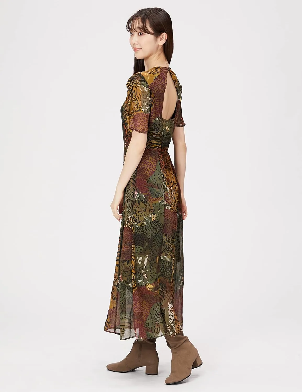 Desigual Damen Kleid „Wild Pattern Midi Dress“ - Braun/Grün 21WWVW664092 GR. L