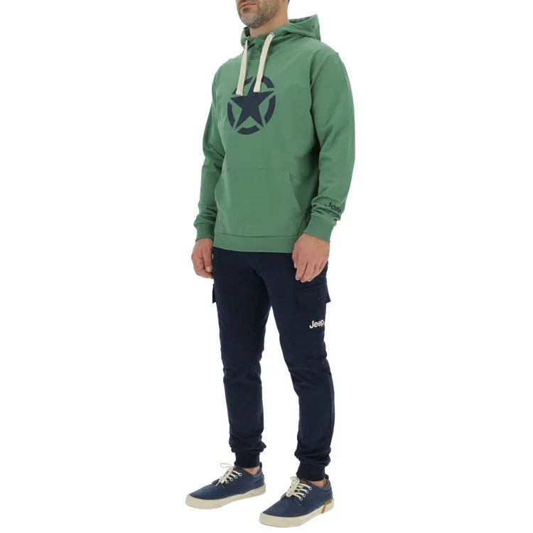 JEEP Herren Kapuzenpullover O102717GN - Grüner Hoodie mit großem Jeep-Star-Print GR. XXL