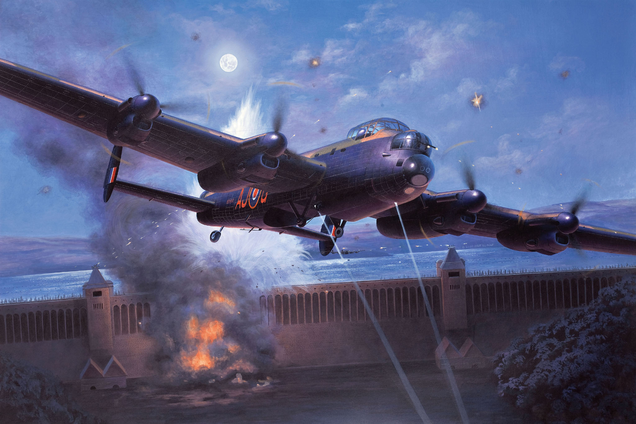 Flugzeug, Bomber, Kampfflugzeug, Mond