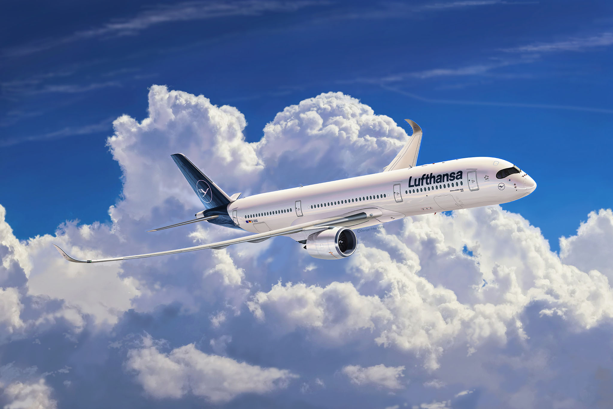 Revell 03881 Airbus A350-900 Lufthansa New Livery Modellbausatz Flugzeug, Flug, Fahrzeug, Verkehrsflugzeug