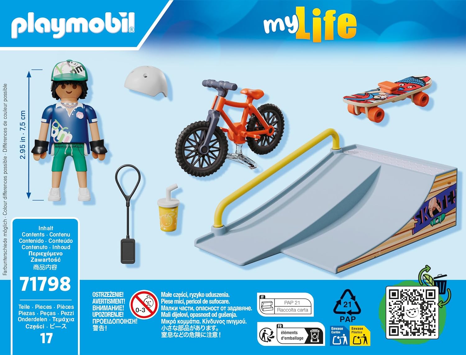 PLAYMOBIL 71798 Skateboard mit Rampe Action-Set für Kinder